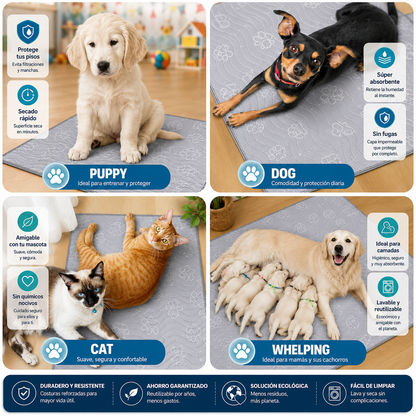 Paw-some Potty Party Pads: The Ultimate Pup Piddle Protection – Reusable, Absorbent, and Ready for Whelping Shenanigans – Waterproof Wonders for Your Floors – Made from Polyester Magic – Leakproof and Quick-Dry for the Fastest Fido! Available in Sizes for